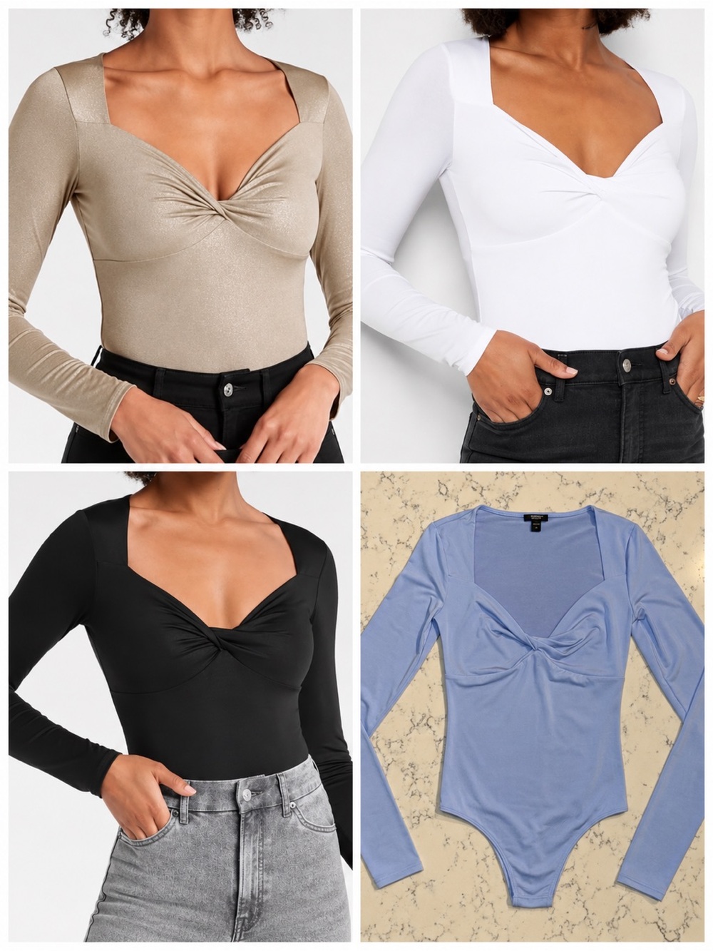 EXPRESS Body Contour Twist
Front Long Sleeve Bodysuit Size XS Bundle of 4